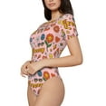 thumbnail image 2 of Yiaed Retro 70s Hippie Print Women's Waist-Cinching Short-Sleeved Onesie,Elastic Onesiet,Snaps At Bottom,Easy To Put On And Take Off for Wome Bodysuit -Medium, 2 of 8