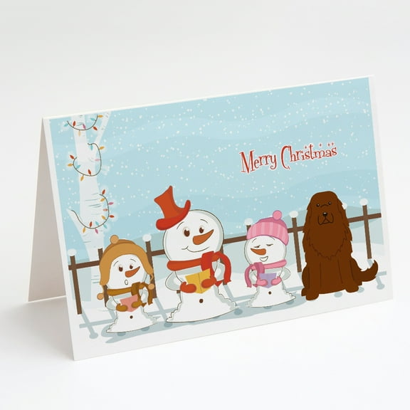 Merry Christmas Carolers Caucasian Shepherd Dog Greeting Cards and Envelopes Pack of 8