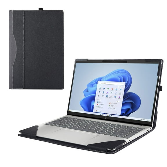 Laptop Cover Case for HP Pavilion Plus 14-EY0000 14-EW0000 Series 2023~2025 14" [not Compatible with Any Other Model] 2-in-1 PU Leather Notebook Sleeve(Black)