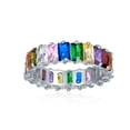 thumbnail image 2 of Bling Jewelry Womens Art Deco Style CZ Cubic Zirconia Baguette Eternity Band Ring Sterling Silver, 2 of 5