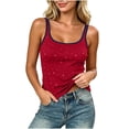 thumbnail image 2 of PNTUTB Tank Top for Women Round-Neck Spaghetti-Strap Camisoles Fashion Solid-Color Rhinestone-Embellished Slim Sleeveless Top with Padded Cups, 2 of 6