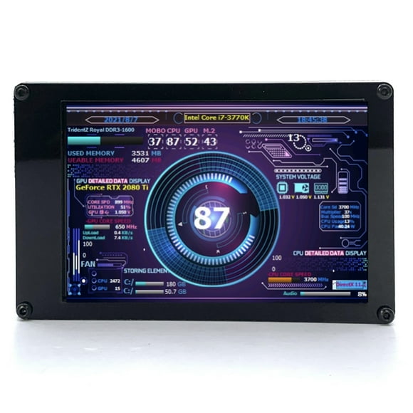 Abody 3.5 Inch IPS Display Screen Secondary Screen Mini Monitor Horizontal Vertical Screen Switching 360° Rotation Dual USB Ports for Raspberry Pi Computers ITX PC Chassis