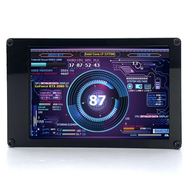 TFixol Écran d'Affichage IPS 3,5 Pouces Écran Secondaire Mini Moniteur Écran Horizontal Vertical Commutation Rotation 360° Ports USB Doubles pour Ordinateurs Raspberry Pi Châssis PC ITX