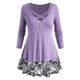 thumbnail image 1 of Camiseta con Panel de Encaje de Talla Extra Rosegal  Mangas largas de talla grande, 1 of 5