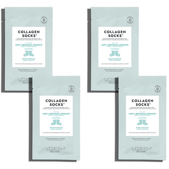 VOESH Calcetines de Colágeno Calcetines de Colágeno para Pies Secos Paquete de 4 Aceite de Menta Reparación de Talones Agrietados Calcetines Hidratantes Tratamiento de Pedicura Spa Calcetines de Spa M