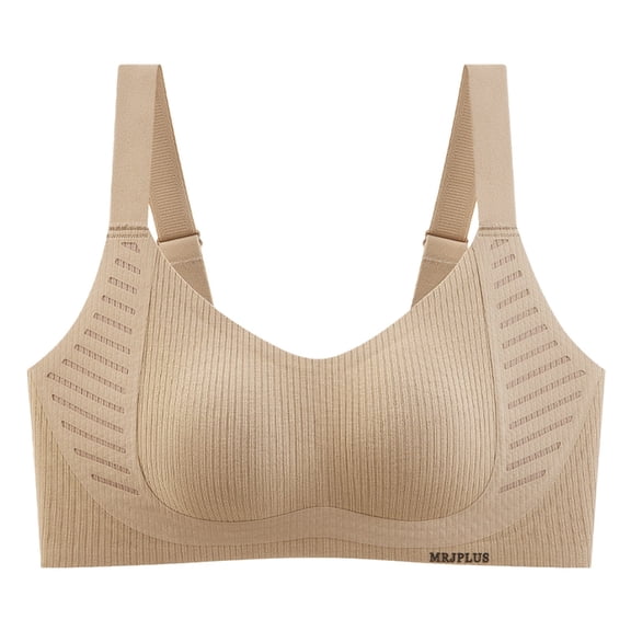 Hugcore Wide Strap Bras for Women Lift Bras for Women No Underwire Soft Push Up Wireless Bras No Underwire Wireless Bras Bras for Women Full Coverage Beige L