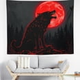 thumbnail image 5 of RKSupls Tapestry Wall Hanging Art, Wolf Howling Red Moon Forest Tapestry Decoration for Daily Bedroom, Dorm, Living Room, Apartment Hallway Home Decor, 5 of 5