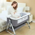 thumbnail image 2 of JieC 5-in-1 Baby Bassinet with Wheel,Adjustable Height Infant Bedside Crib with Diaper Table & Mosquito Net, Gray, 2 of 10
