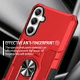 thumbnail image 3 of Compatible With Samsung Galaxy S25+ Phone Case Military Grade Protection 360° Ring Holder [Hidden Kickstand] Comfortable Texture Touch Shockproof Rugged Phone Case Cover,Red, 3 of 10