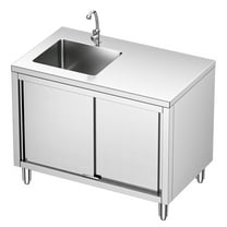 Laundry Sink with Cabinet, Stainless Steel Sink Free Standing Sinks with Single Bowl Commercial Utility Sinks for Farmhouse Bathroom Bar Laundry Room Kitchen Outdoor (47 Inch)