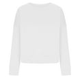 thumbnail image 4 of qucoqpe Women's Short Cropped Sweatshirt Soft Fleece Round Neck Long Sleeve Casual Pullover Solid Color Loose Fit Top, 4 of 5