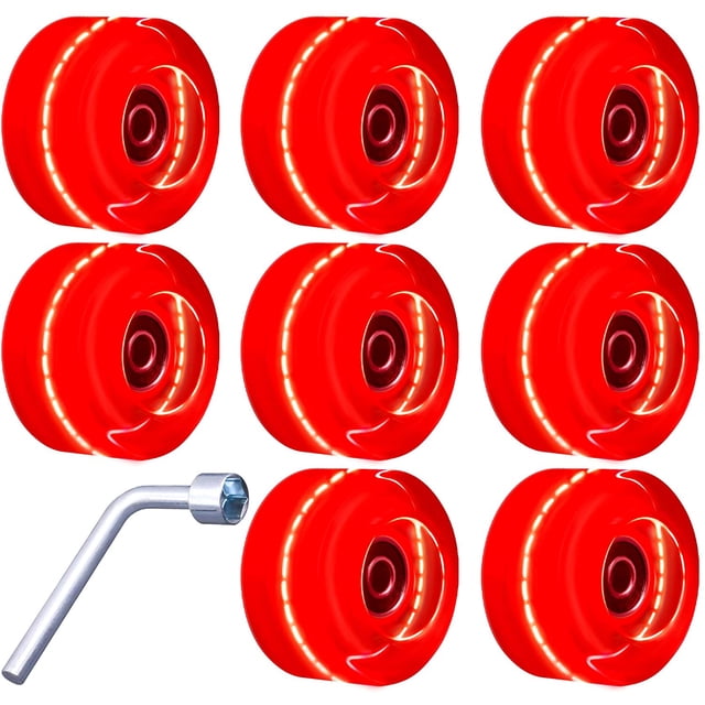 Paquete de 8 ruedas de patines con rodamientos instalados ruedas luminosas cuádruples iluminadas para patinaje de doble fila y monopatín 32mm x 58mm Vhermosa WMZL-1367-3