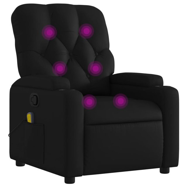 vidaXL Fauteuil Inclinable de Massage en Similicuir Noir