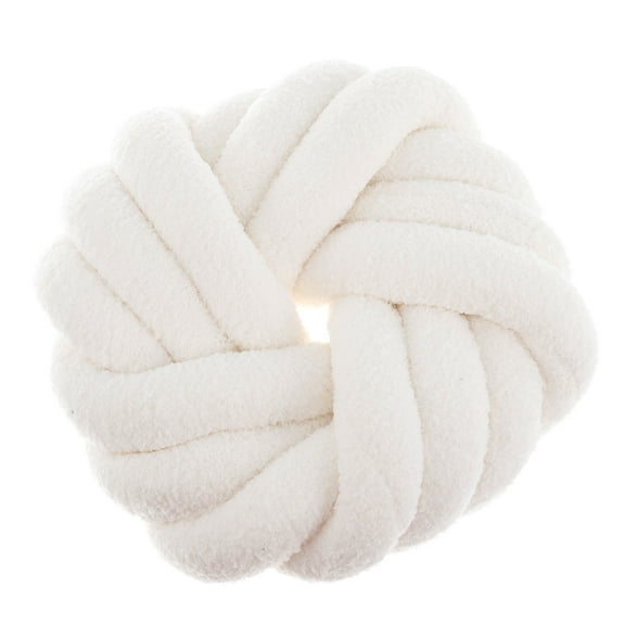 Jokapy 3 Strands Cushion Soft Knot Pillow Handmade Braided Cushion Decor, Beige, 12" x 12"