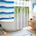 thumbnail image 5 of No Hook Shower Curtain, Sage Green Shower Curtains for Bathroom with See Through Top Window, Summer Botanical Leaves Watercolor Waterproof & Washable Bath Curtain Narrow 54"x78", 5 of 9