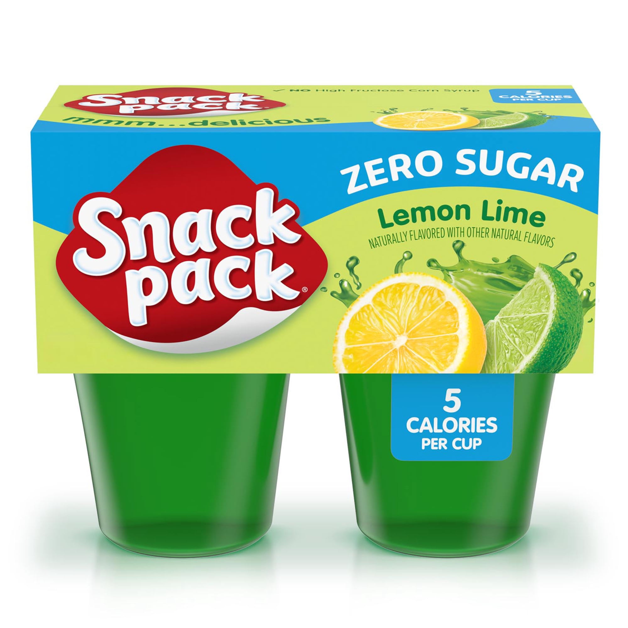 (8 pack) Snack Pack Zero Sugar Lemon Lime Flavored Low Calorie Juicy Gels Cups, Lunchbox Snacks, 3.25 oz., 4-Count