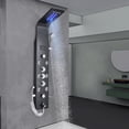 thumbnail image 3 of Wall Mount Stainless Steel LED Shower Panel Tower System, Rainfall Waterfall Shower Head, Hydroelectricity Display with Massage Jets Balck, 3 of 11