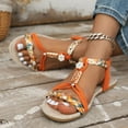 thumbnail image 3 of Rukui 2025 Casual Bohemian Beach Sandals Orthopedic Wedge for Women Ankle Strap Flip Flops Open Toe Jeweled Flat Sandals, 3 of 9