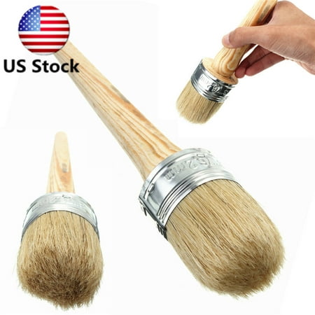 1/3/5pcs/set 50mm Round Bristle Chalk Paint Wax Brush Wooden Handle Painting or Artist Waxing Clear Soft Wax Furniture, Stencils,Home Decor, Wood Large
