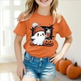 thumbnail image 2 of CAUYDY Spooky Season Shirts for Toddler Baby Boys Girls Halloween T-Shirt Ghost Graphic Tees Short Sleeve Tops(A01-Orange,4-5 Y), 2 of 5