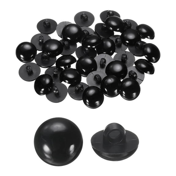 Uxcell 30pcs Plastic Buttons 0.59" Mushroom Domed Sewing Button with Shank, Black