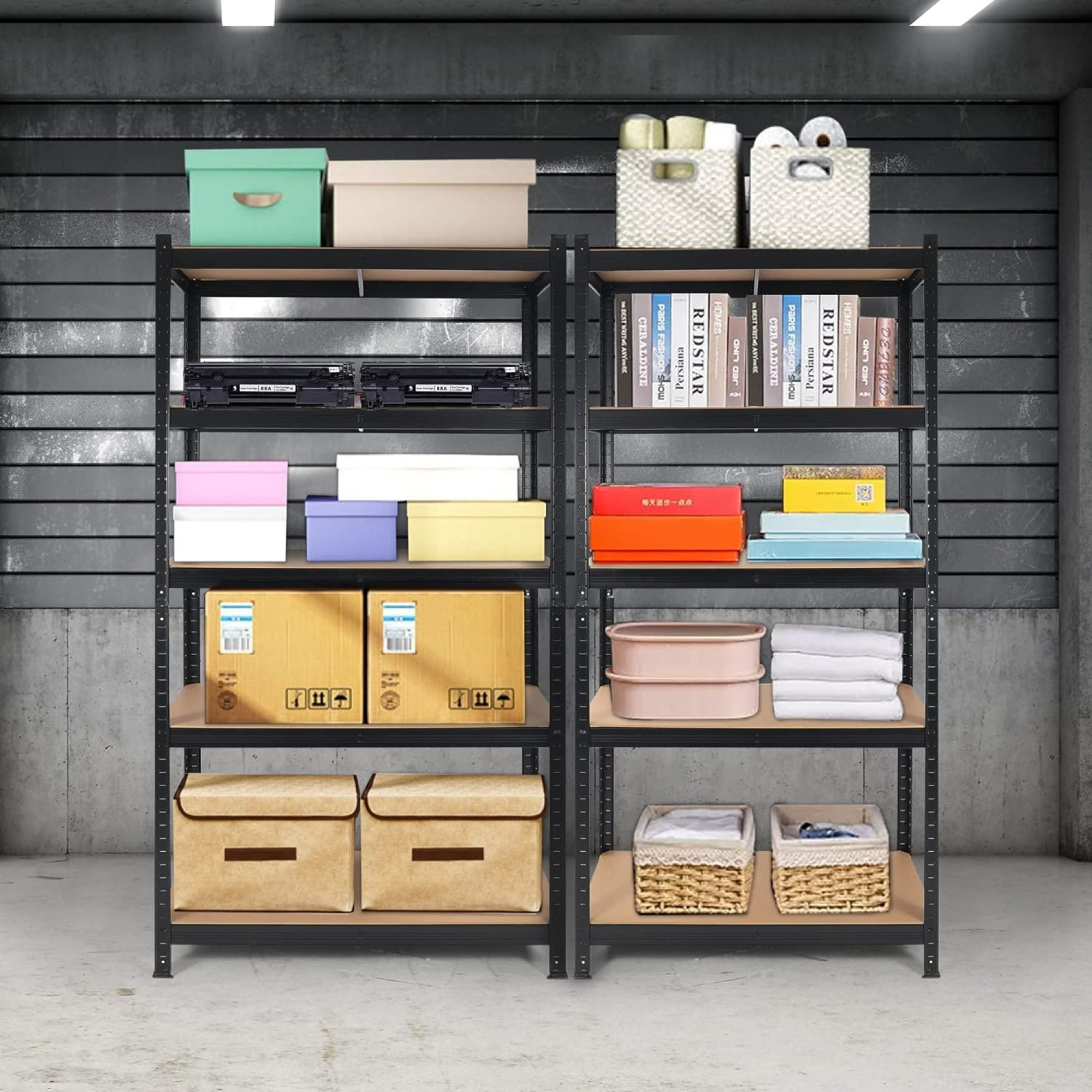 Jopath 5 Tier Storage Shelving Unit Adjustable Garage Storage Utility Rack Heavy Duty Shelves Organization Multipurpose Shelf for Warehouse Basement Pantry Black 71 "H x 35.5 "W x 15.8" D