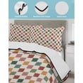 thumbnail image 3 of Quilt King Size Bedding Set, Colorful Checkered Reversible Summer Quilt 3 Pieces, Vintage Plaid Grid Geometric Beige Lightweight Bedspreads Coverlets with 2 Pillow Shams for All Seasons, 3 of 5