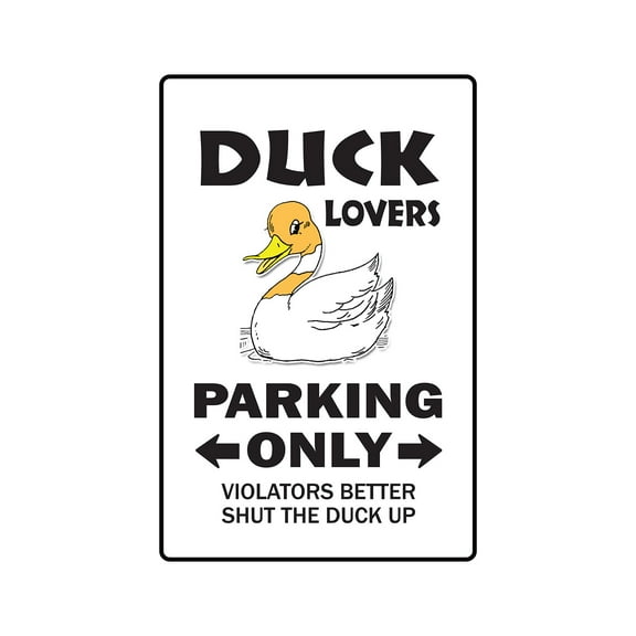 DUCK LOVERS Parking Aluminum Sign crossing peking hunter hunting | Indoor/Outdoor | 24" Tall