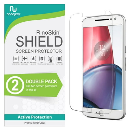 (2-Pack) RinoGear Screen Protector for Moto G4 Plus Case Friendly Accessories Flexible Full Coverage Clear TPU Film