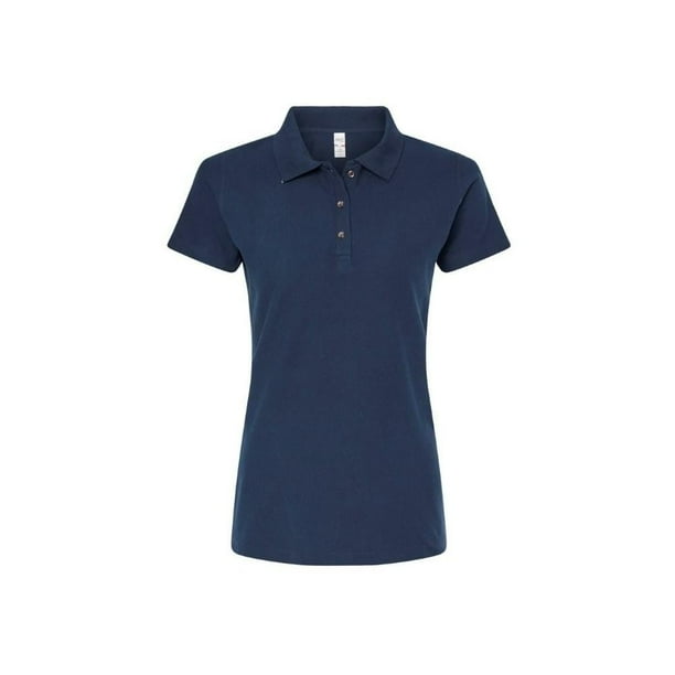 Playera M&O Knits para Mujer Polo Dos Botones Manga Corta