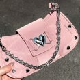 thumbnail image 4 of Bolso de mano con cadena para mujer, bolso con forma de corazón Y2K para axilas, bolso diario de PU de Color sólido, 4 of 7
