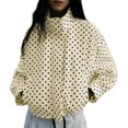 thumbnail image 2 of Women's Casual Polka Dot Pocket Short Jacket, A Stylish and Practical Outerwear for Everyday Use,Beige,L, 2 of 7