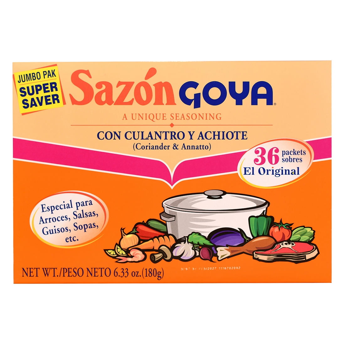 GOYA Sazon Natural Seasoning 36 Ct 6.33 oz. Net Quantity Mixed Spices