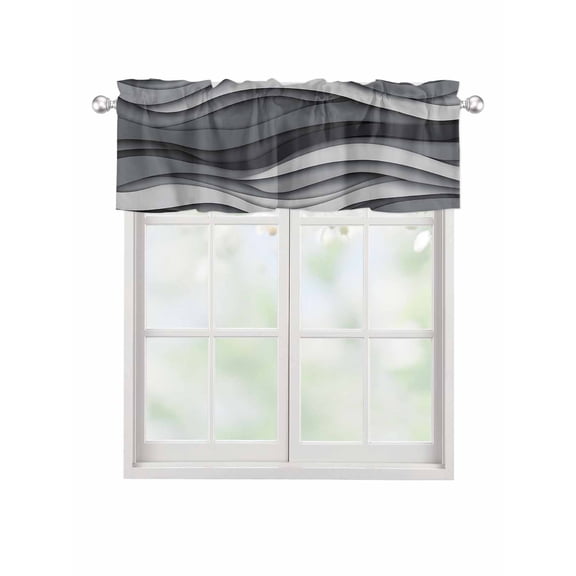 Valances for Windows Black Gray Rod Pocket Cafe Window Treatments Valance Curtains for Kitchen Bathroom Laundry Basement Windows 60"x14"