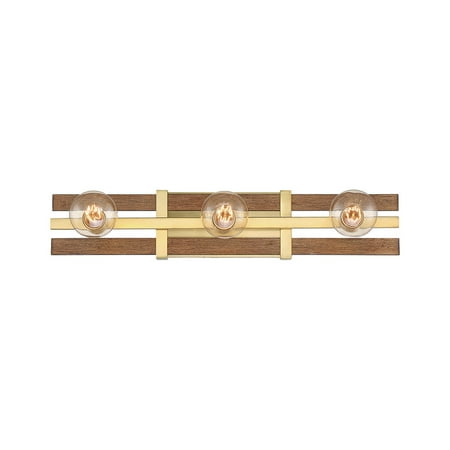 

Brushed Brass Tone Finished Bathroom Vanity 24 Wide Medium Base 3 Light Fixture