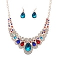 thumbnail image 2 of Koszal 2Pcs/Set Larme Strass Déclaration Bavoir Collier Boucles d'Oreilles Bijoux de Mariée Cadeau, 2 of 7