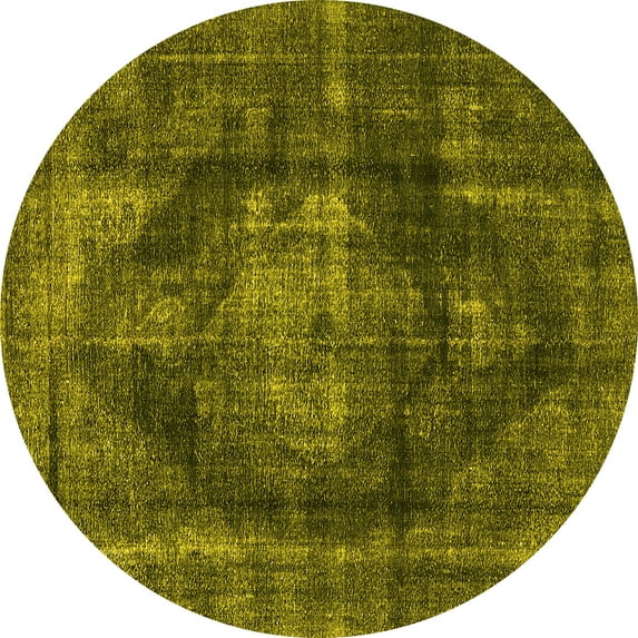 Ahgly Company Indoor Round Oriental Yellow Industrial Area Rugs, 8' Round