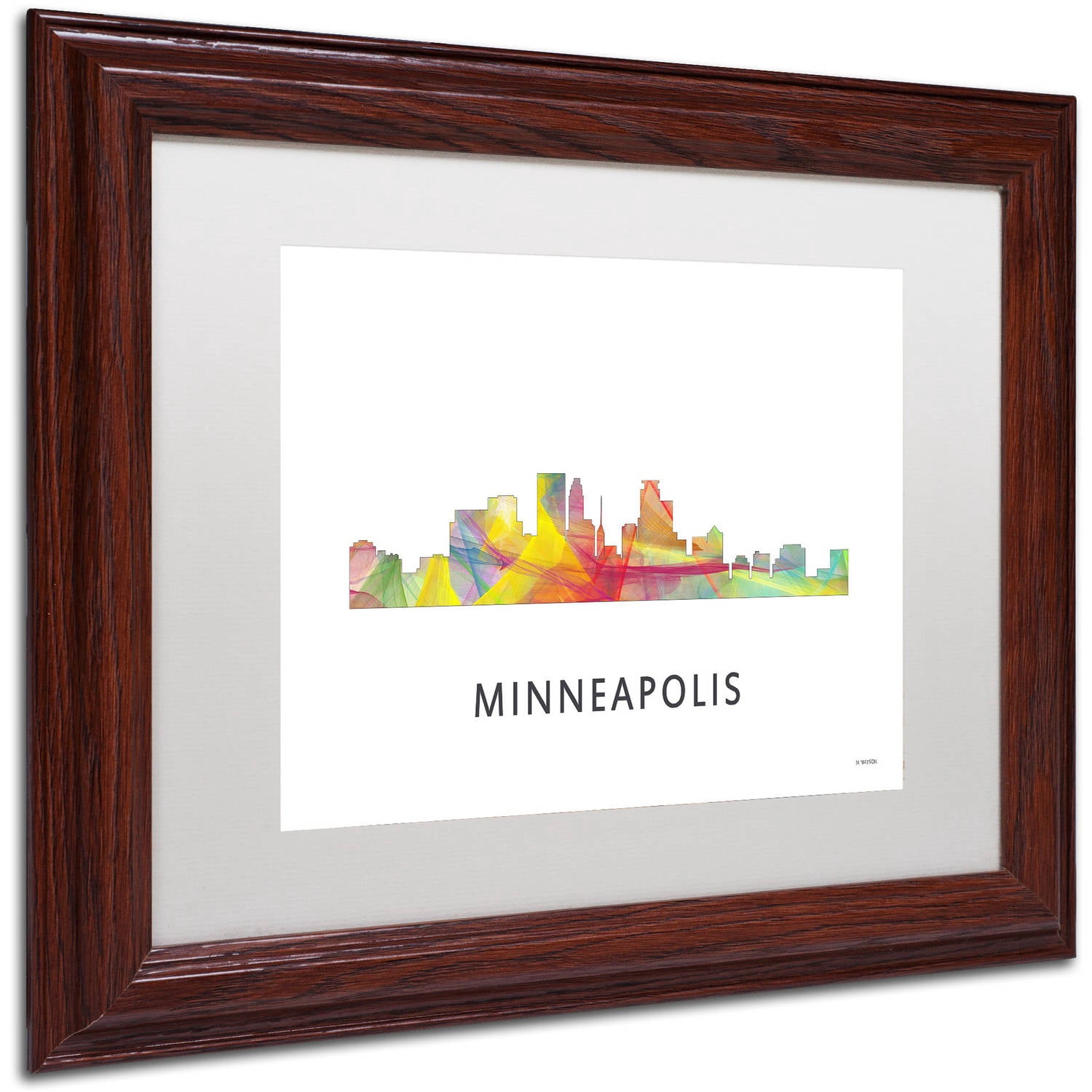 Trademark Fine Art 'Minneapolis Minnesota WB-1' Canvas Art by Marlene Watson, White Matte, Wood Frame