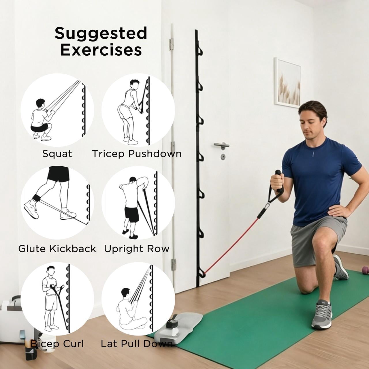 Athletic Works Home Gym Door Anchor Strap With Ratchet Adjustable Resistance Bands Attachment