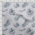 thumbnail image 3 of oneOone Cotton Jersey Gray Fabric Flower Watercolor Craft Projects Decor Fabric Printed By The Yard 58 Inch Wide, 3 of 4