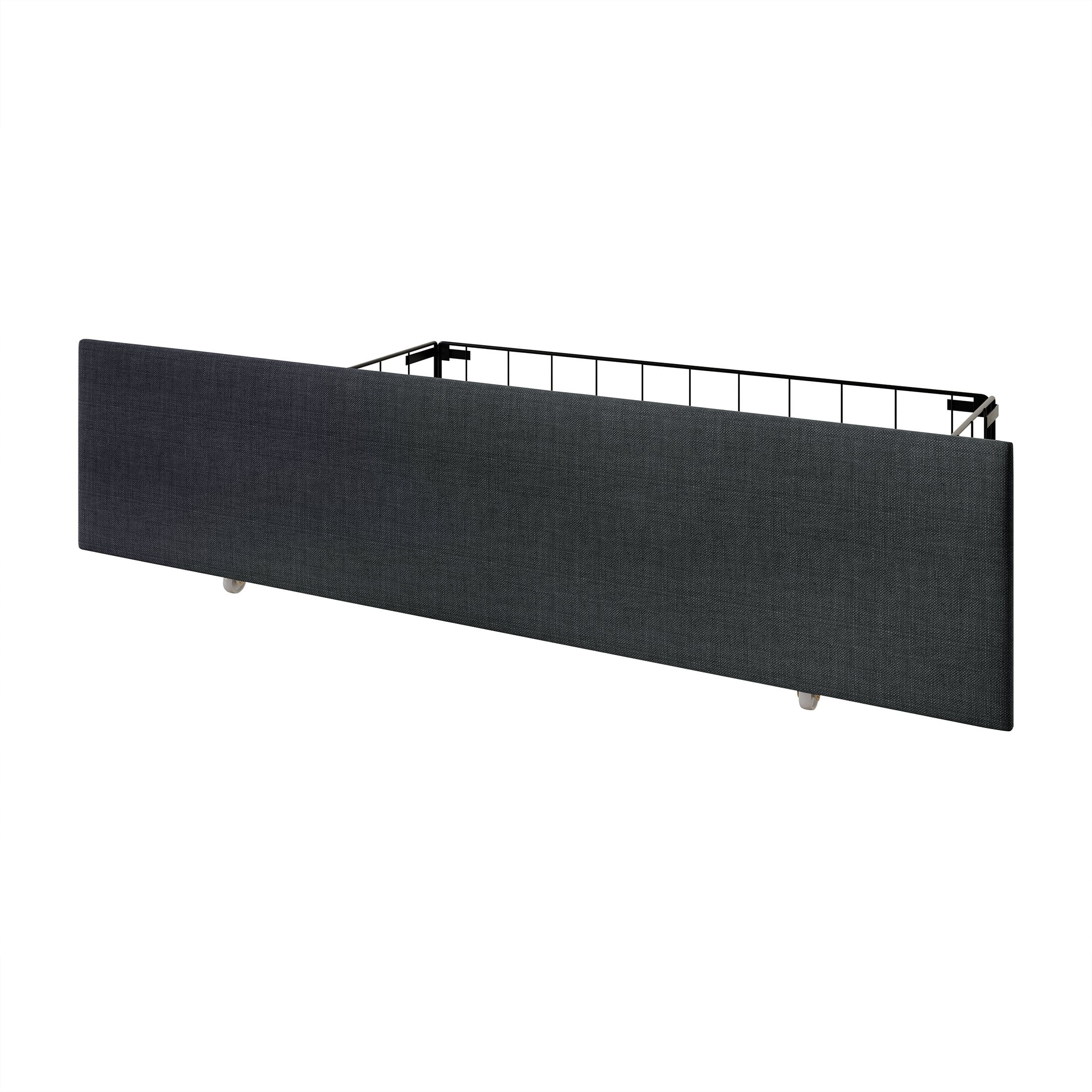 Castle Place Linen Full Size Platform Bed with Storage, Charcoal Grey