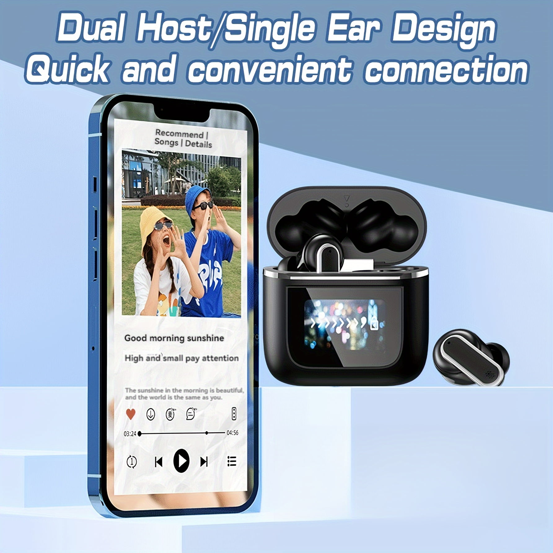 2024 Upgraded Wireless Earbuds with Digital Display - Hd Sound, Lyrics & Language Support, Ideal for Sports, Music & Gaming - Compatible with Apple, Xiaomi, for Samsung, Huawei