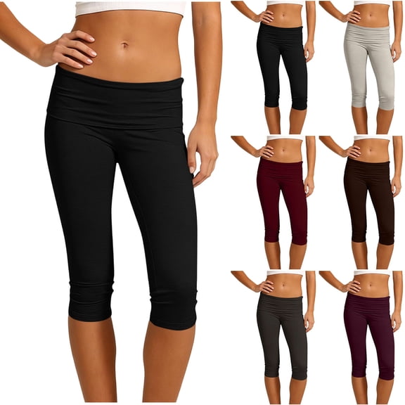 Purcolt Women's Low Rise Capri Yoga Leggings Y2K Slim Fit Stretchy Capri Pants Athletic Gym Lounge Pants