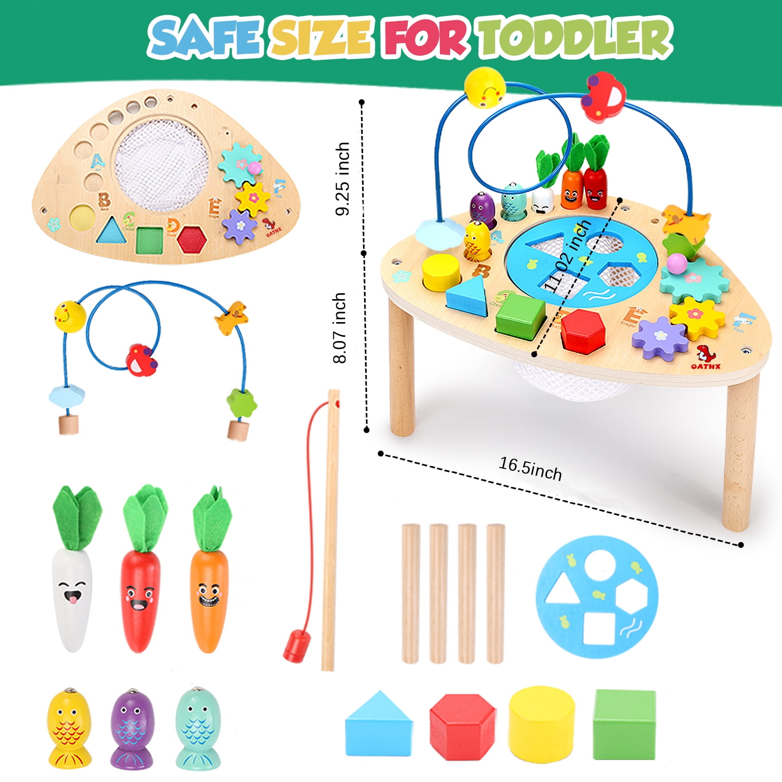 OATHX Baby Activity Table Toys Bead Mazes Board Wood Montessori Education Learn Child Birthday Gifts