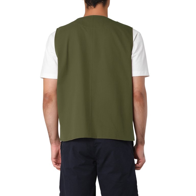 MODA NOVA Big Tall Men s Waistcoats Casual Cotton Sleeveless Pockets Button Down V Neck Cargo Vests Green 2XLT