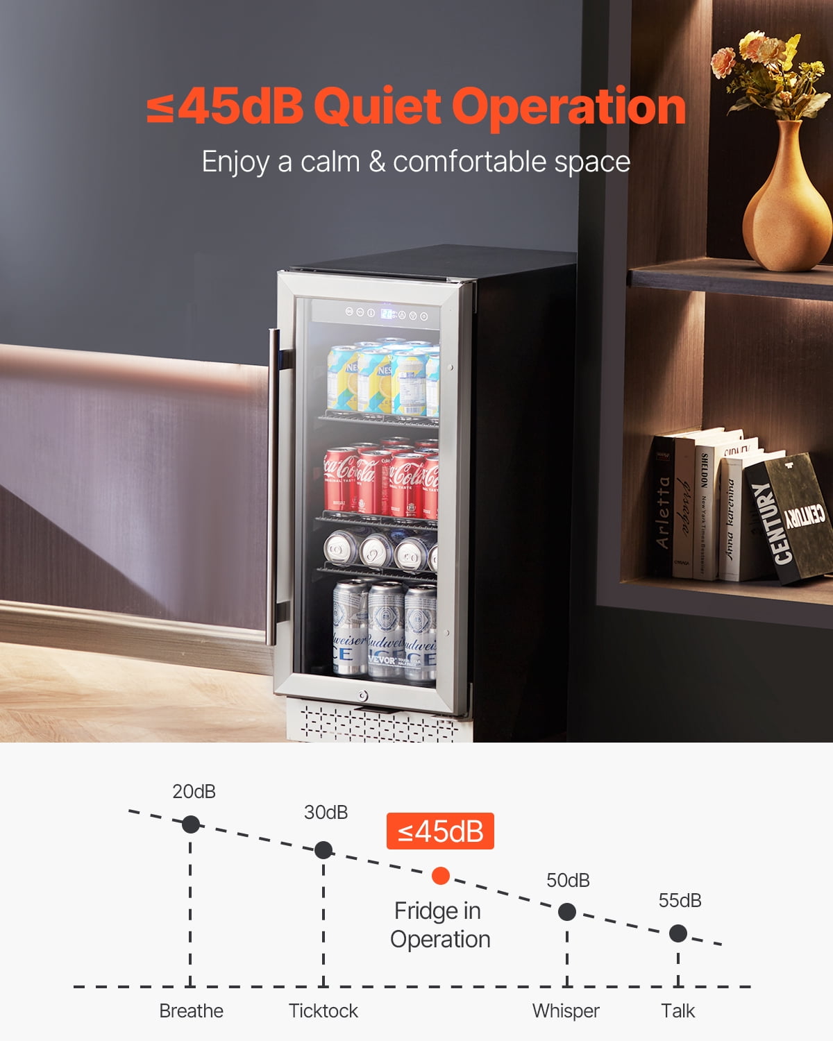 VEVOR Beverage Refrigerator Cooler,88 Can Beverage Fridge,Mini Fridge with Glass Door, Adjustable Shelves, Digital Temperature Control,Built-in or Freestanding Soda Beer Fridge for Home Office Bar