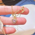 thumbnail image 3 of Necvior Safety Pin Necklace Fashionable Heart Pendant Necklace Heart Neck Jewelry Perfect for Youthful Couple or Close Friend, 3 of 11