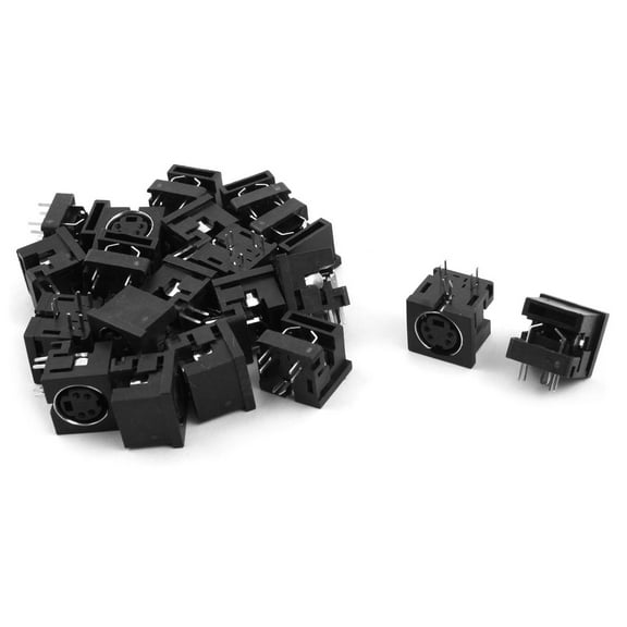 PCB Mount Female  4 Pin Din S Jack DVD Connectors Sockets Black 20pcs