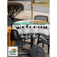 thumbnail image 5 of Outdoor Tablecloth with Umbrella Hole for Patio/Picnic/Party/Camping, Country Sunflowers Waterproof Table Cloth Square Cover Washable, Welcome Rustic Truck Floral Farm Wooden (54"x 54"), 5 of 8