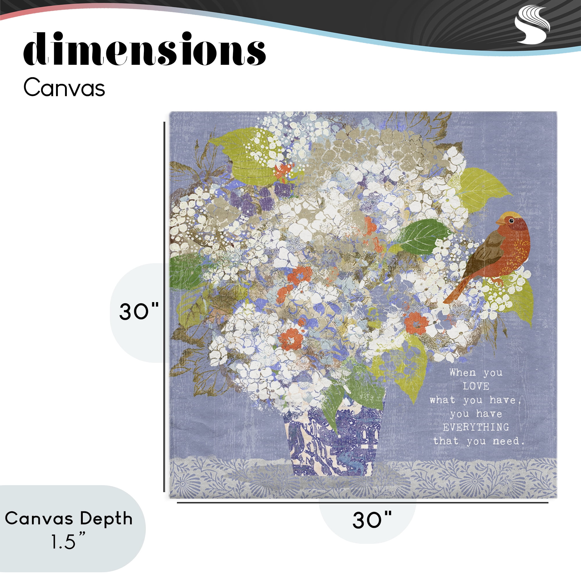 Stupell Industries Floral Inspiration On Love Canvas Wall Art, design by Suzanne Nicoll
